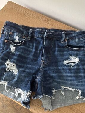 American Eagle Outfitters Dark Blue Ripped Denim Shorts